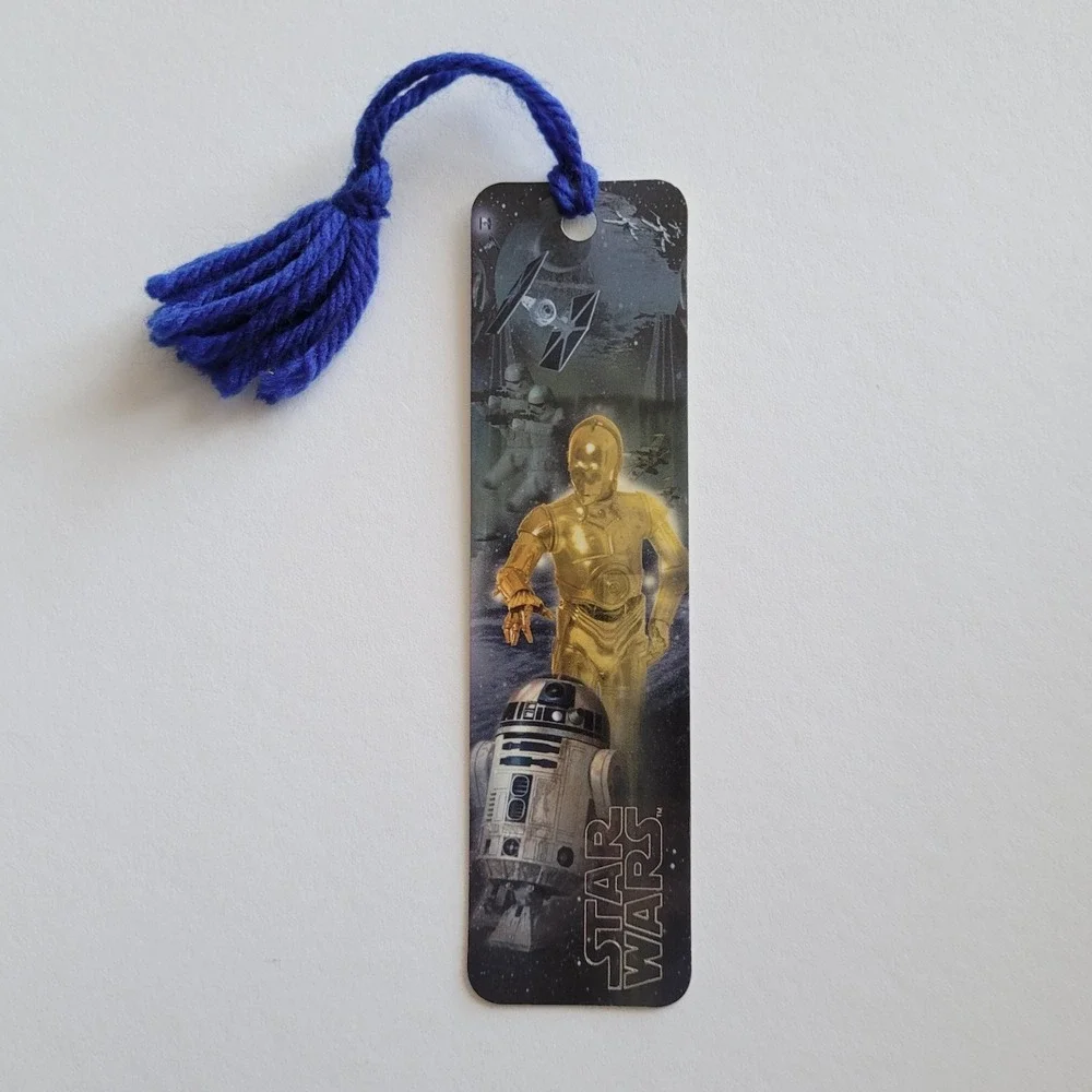 Vintage Y2K Star Wars Bookmark Droids C-3PO R2-D2 00/2002 Yarn Tassel CEBM-2130X